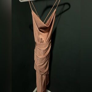 Lulu's Dusty Rose Asymmetrical Midi Dress